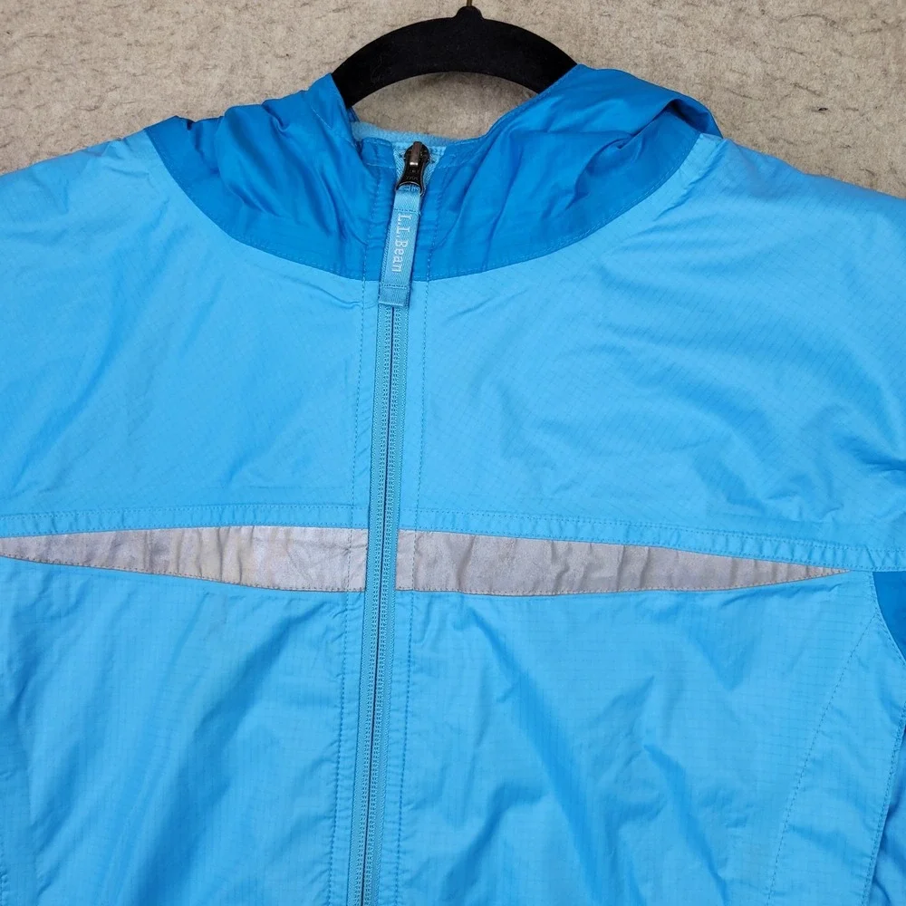 LL Bean Jacket Kids L‎ 14-16 Full Zip Hooded Raincoat Microfleece Lined 248055